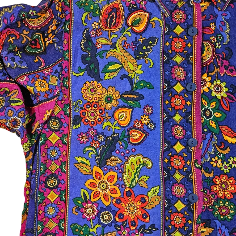 Vintage Express Compagnie Internationale Floral Print Button Up Shirt Sz Medium - Picture 12 of 16